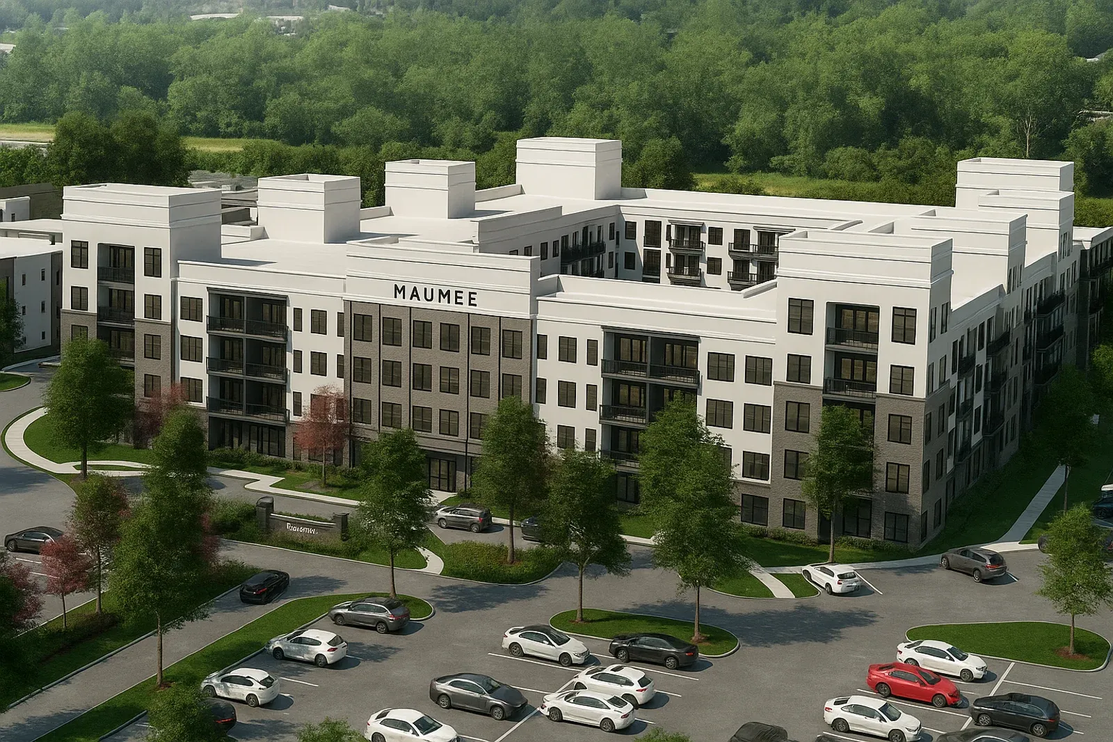 Aerial rendering of Citana, a Metropolitan Holdings apartment community in Maumee, Ohio.