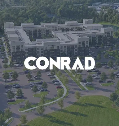 Aerial rendering of Conrad, a Metropolitan Holdings apartment community in Miami Township, Ohio.